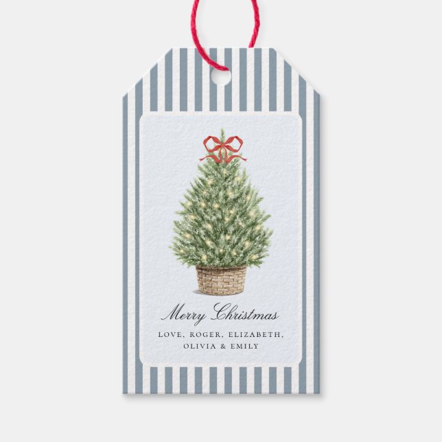 Etiqueta Para Presente Personalized Preppy Coastal Tree Christmas (Frente)