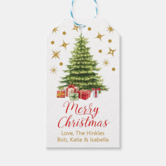 Etiqueta Para Presente Personalized Red & Gold Christmas Tree