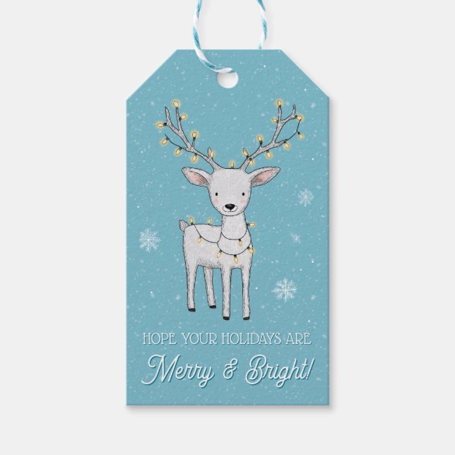 Etiqueta Para Presente Personalized Reindeer Merry Bright Christmas (Frente)