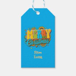 Etiqueta Para Presente Personalized Retro Christmas Groovy Name