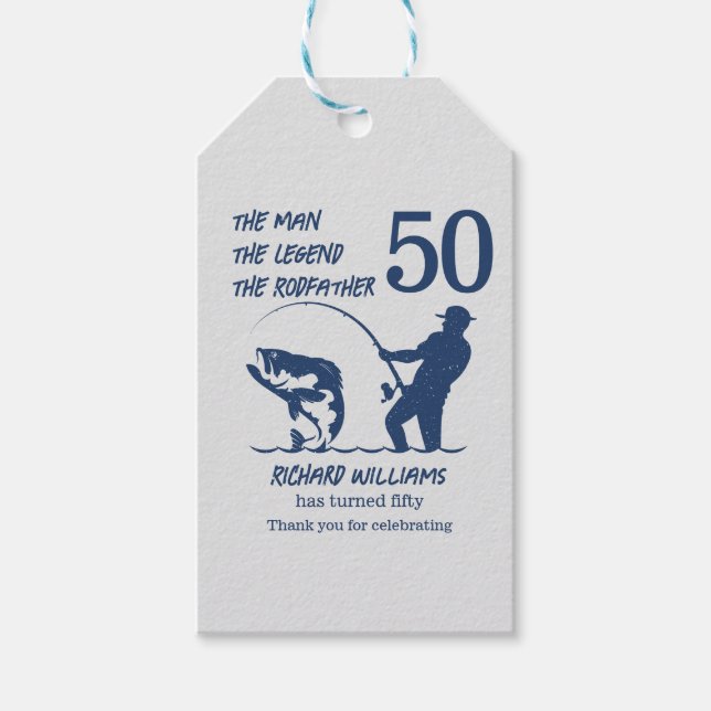 Etiqueta Para Presente Pescar o Roddad Peixe Grande 50º Aniversário (Frente)