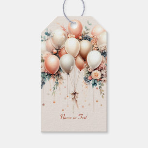 Etiqueta Para Presente Pêssego Branco Colorido do Partido Balões Florais