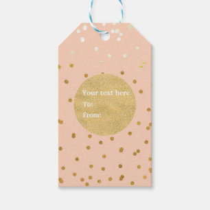 Etiqueta Para Presente Pêssego & Dourado Confetes Pontos Brilhantes Chic