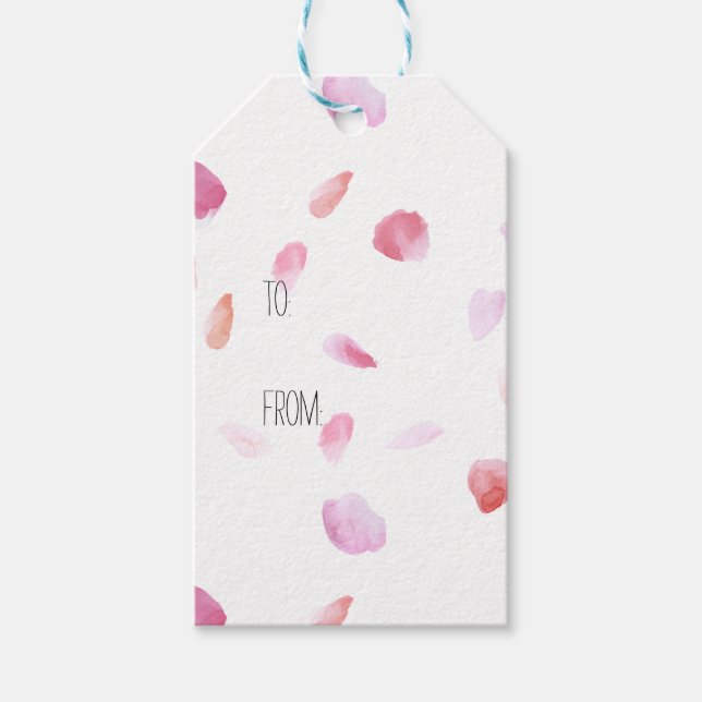 Etiqueta Para Presente Petais Rosa românticos (Frente)