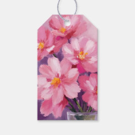 Etiqueta Para Presente Pétalas Cor-de-Rosa em Flor | Pintura de Flor em A