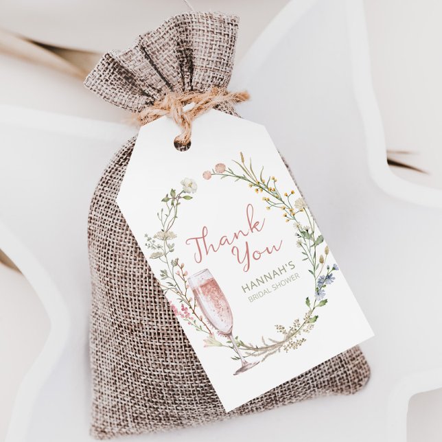Etiqueta Para Presente Pétalas e Prosecco de Noivado Obrigado (petals and prosecco bridal shower favor tags)