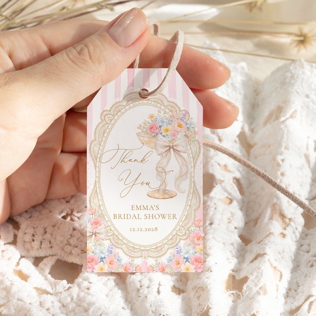 Etiqueta Para Presente Petals and Prosecco Bridal Shower (Criador carregado)