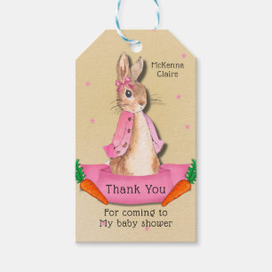 Etiqueta Para Presente Peter Rabbit Flopspsy Pink Girl Obrigado