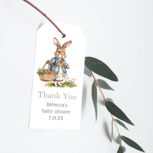 Etiqueta Para Presente Peter Rabbit Girl Chá de fraldas Obrigado (Criador carregado)
