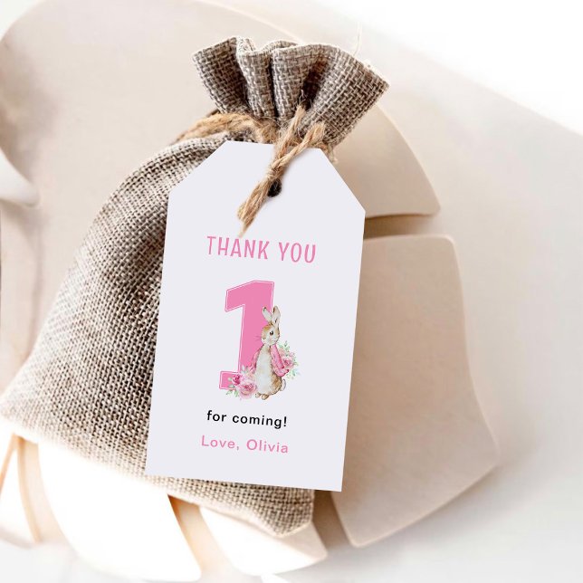Etiqueta Para Presente Peter Rabbit | Primeiro Aniversário Obrigado (Criador carregado)