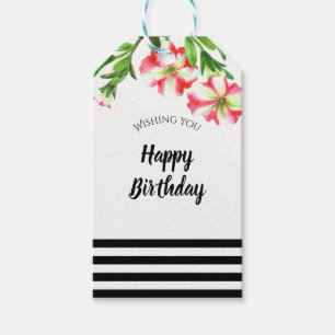 Etiqueta Para Presente Petunias Brancas Cor-de-Água Branca Floral Anivers