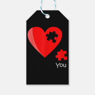 Etiqueta Para Presente Piece Heart Quebra-cabeça Valetines Day Shirt Gif