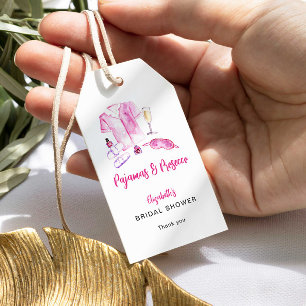 Etiqueta Para Presente Pijamas e Prosecco Chá de Noiva Rosa Aquarela