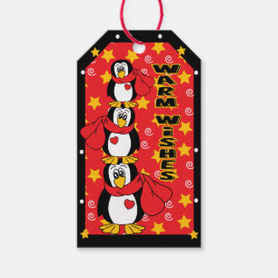 Etiqueta Para Presente Pilha adorável bonito do pinguim