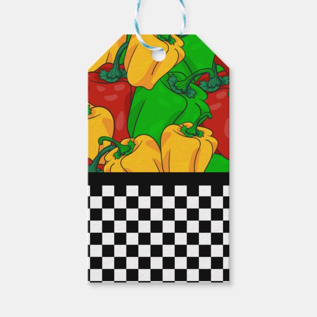 Etiqueta Para Presente Pimentos tricolados negros e cartão de controlo (Frente)