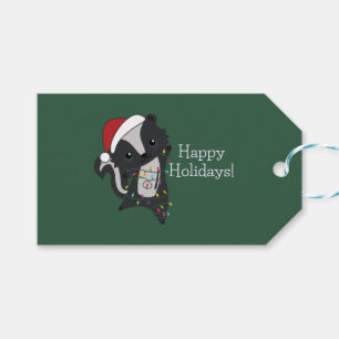 Etiqueta Para Presente Pincéis de Natal do Skunk Animais de inverno Vest
