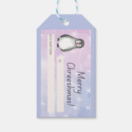 Etiqueta Para Presente Pinguim do Natal feliz