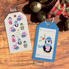 Etiqueta Para Presente Pinguim Fofo com Etiqueta de Presente de Férias Az