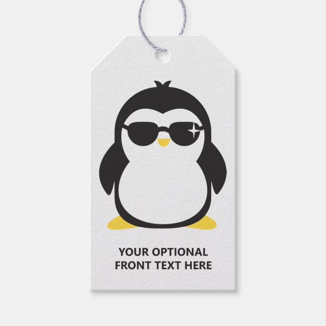 Etiqueta Para Presente Pinguim legal de texto personalizado (Frente)