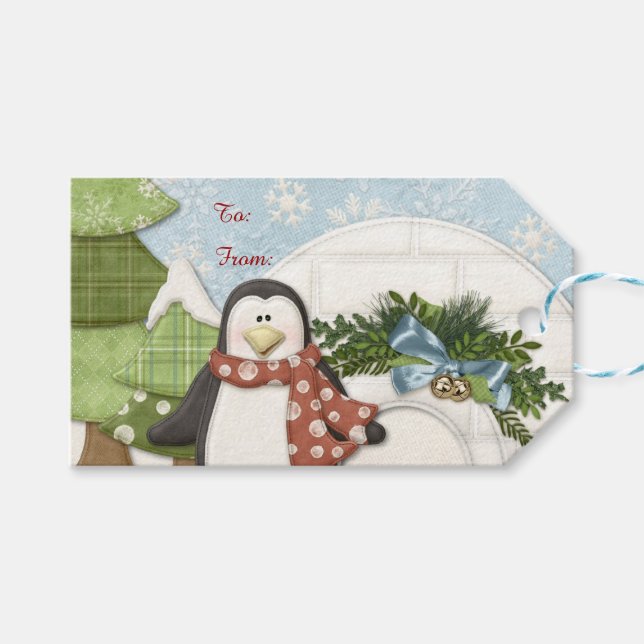 Etiqueta Para Presente Pinguim Natal (Frente (horizontal))