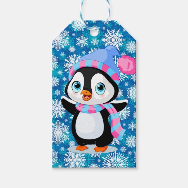 Etiqueta Para Presente Pinguim Nevado   (Frente)