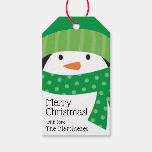 Etiqueta Para Presente Pinguim Personalizado (Frente)