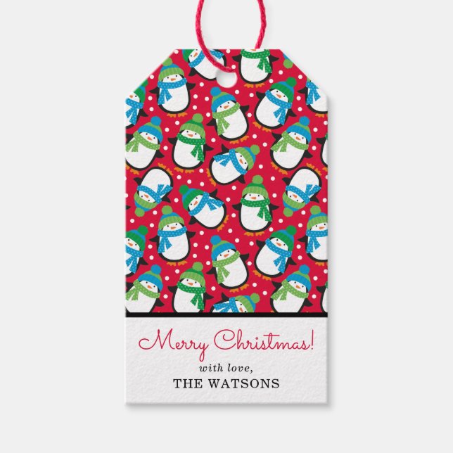 Etiqueta Para Presente Pinguim Personalizado (Frente)