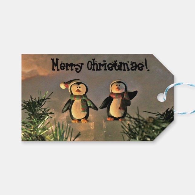 Etiqueta Para Presente Pinguins de Natal (Frente (horizontal))