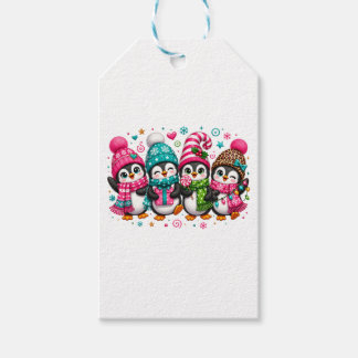 Etiqueta Para Presente Pinguins de Natal Adoráveis