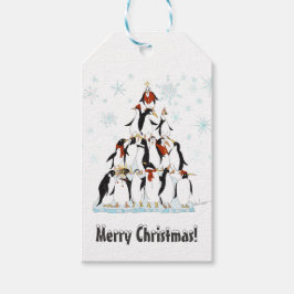 Etiqueta Para Presente Pinguins de Natal com Flocos de Neve