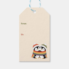 Etiqueta Para Presente Pinguins do Orgulho Aconchegantes de Natal