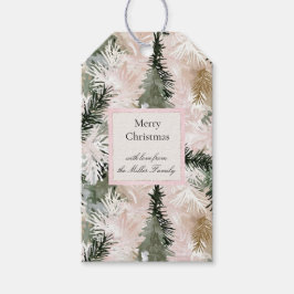 Etiqueta Para Presente Pinhas de Natal Creme Verde