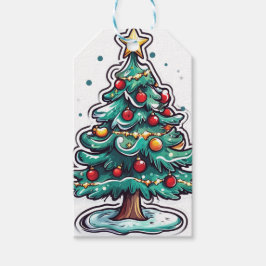 Etiqueta Para Presente pinheiro de animação de Natal