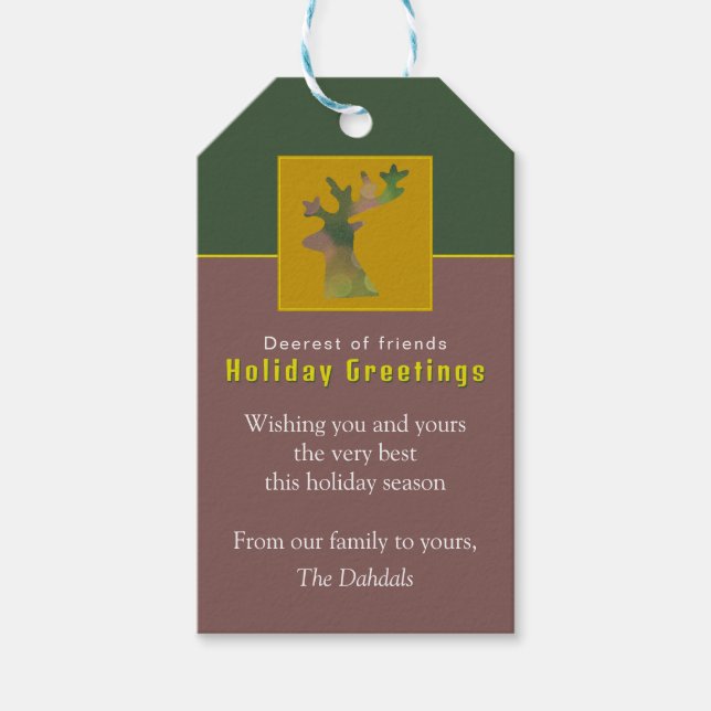 Etiqueta Para Presente Pinheiro Verde Vermelho Elegante de Revista Person (Frente)