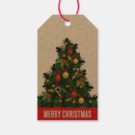 Etiqueta Para Presente Pinheiro vermelho-russo e verde-natal