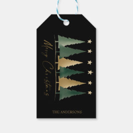 Etiqueta Para Presente Pinheiros de Natal Mínimo e Elegante Pretos