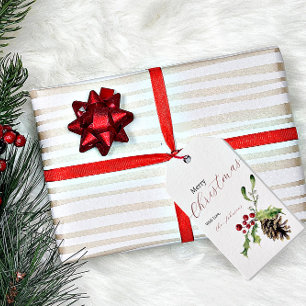 Etiqueta Para Presente Pinho de Natal personalizado de abeto de inverno