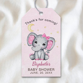 Etiqueta Para Presente Pink and Gray Elephant Baby Shower Girl