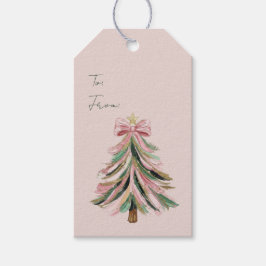 Etiqueta Para Presente Pink and Green Brushstroke Christmas Gift Tag