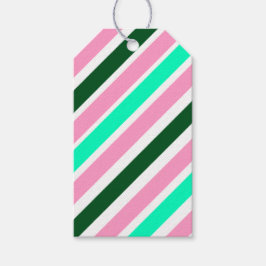 Etiqueta Para Presente Pink and Green Christmas Candy Stripes 