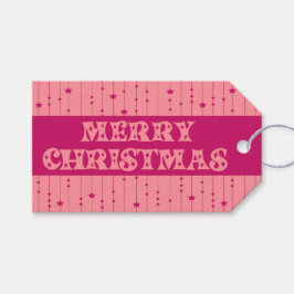 Etiqueta Para Presente Pink and Magenta Bright Stars Merry Christmas