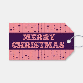 Etiqueta Para Presente Pink and Purple Bright Stars Merry Christmas