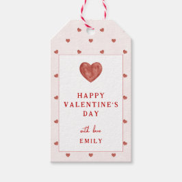 Etiqueta Para Presente Pink and Red Hearts Happy Valentine's Day Tags