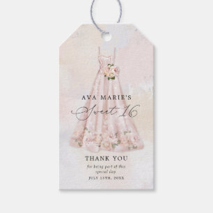 Etiqueta Para Presente Pink Blush Floral Sweet 16th Obrigado