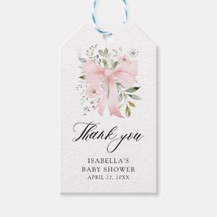 Etiqueta Para Presente Pink Bow Baby em Flor Baby Shower Menina