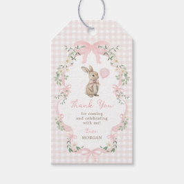 Etiqueta Para Presente Pink Bow Bunny Rabbit Balloon Birthday Thank You