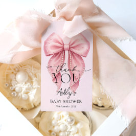 Etiqueta Para Presente Pink Bow Girl Baby Shower Thank You