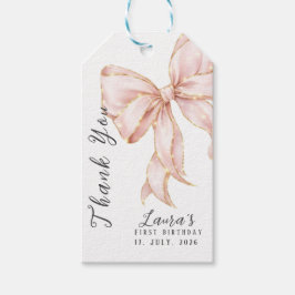 Etiqueta Para Presente Pink Bow Girl First Birthday Party 