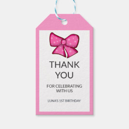 Etiqueta Para Presente Pink Bow Girl Kids 1st Birthday