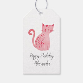 Etiqueta Para Presente Pink Cat Birday